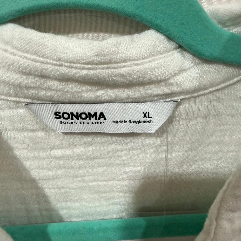 Sonoma Goods For Life White Cotton Gauze Vital Shirt WS21W011RS2 Womens XL New - Picture 3 of 12